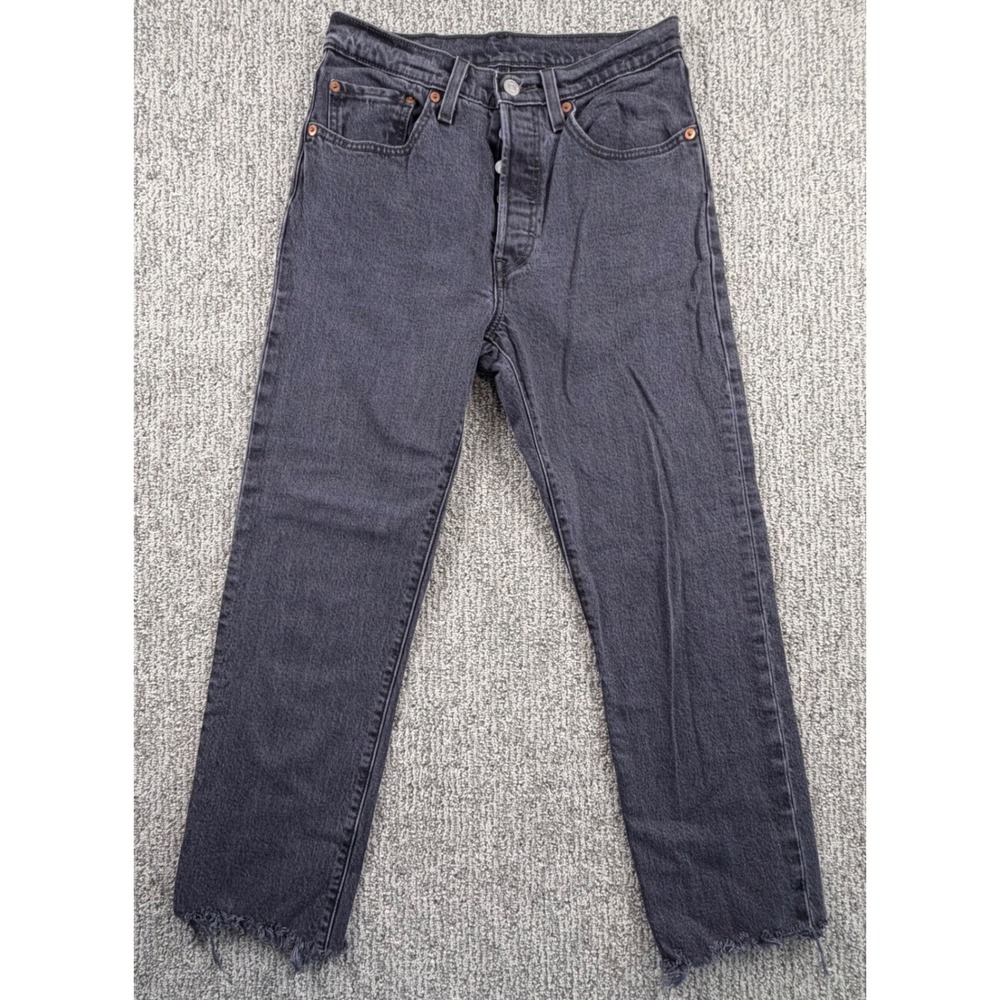 Levi's 501 Jeans Womens 26* Gray Original Fit Button Fly Raw Hem Denim